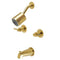 Kingston Brass NuvoFusion Double-Handle Tub and Shower Faucet, Brushed Brass (KBX8147NDL)