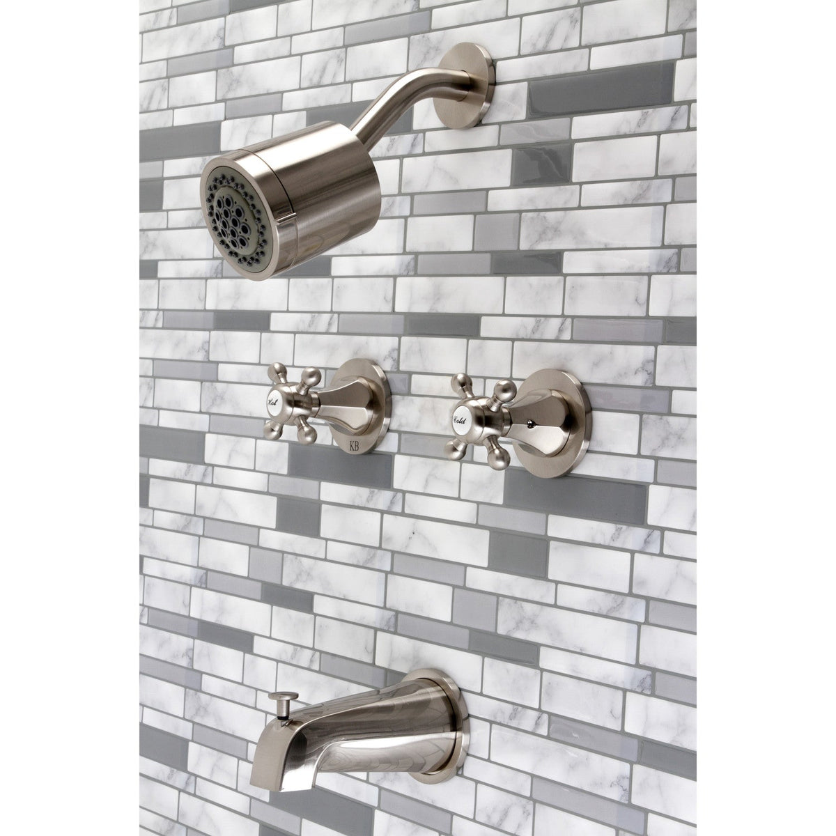 Metropolitan Double-Handle Tub and Shower Faucet in Brushed Nickel