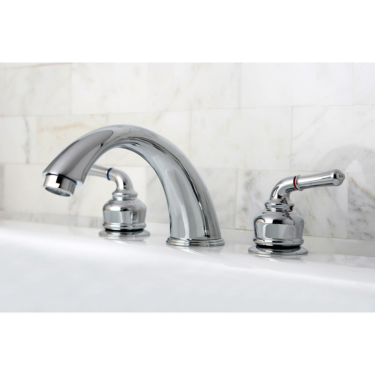 Magellan Two-Handle Deck Mount Roman Tub Faucet in Polished Chrome