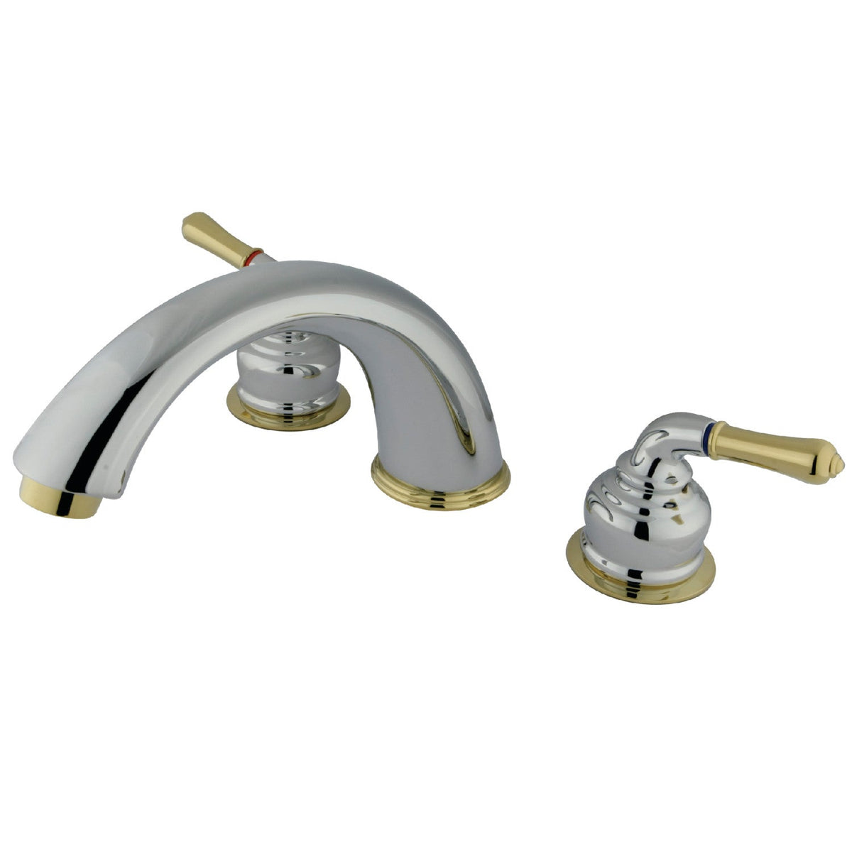 Magellan Two-Handle Deck Mount Roman Tub Faucet in Polished Chrome/Polished Brass