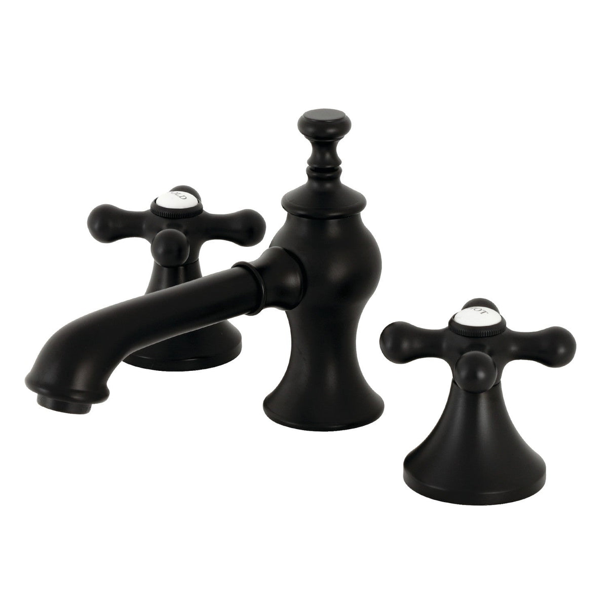 Vintage Widespread Bathroom Faucet with Brass Pop-Up in Matte Black