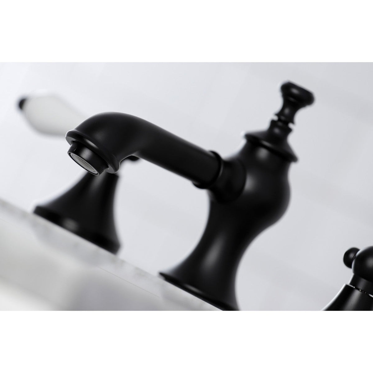 Vintage Widespread Bathroom Faucet with Brass Pop-Up in Matte Black