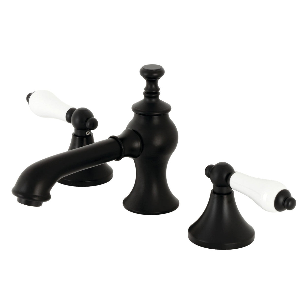 Vintage Widespread Bathroom Faucet with Brass Pop-Up in Matte Black