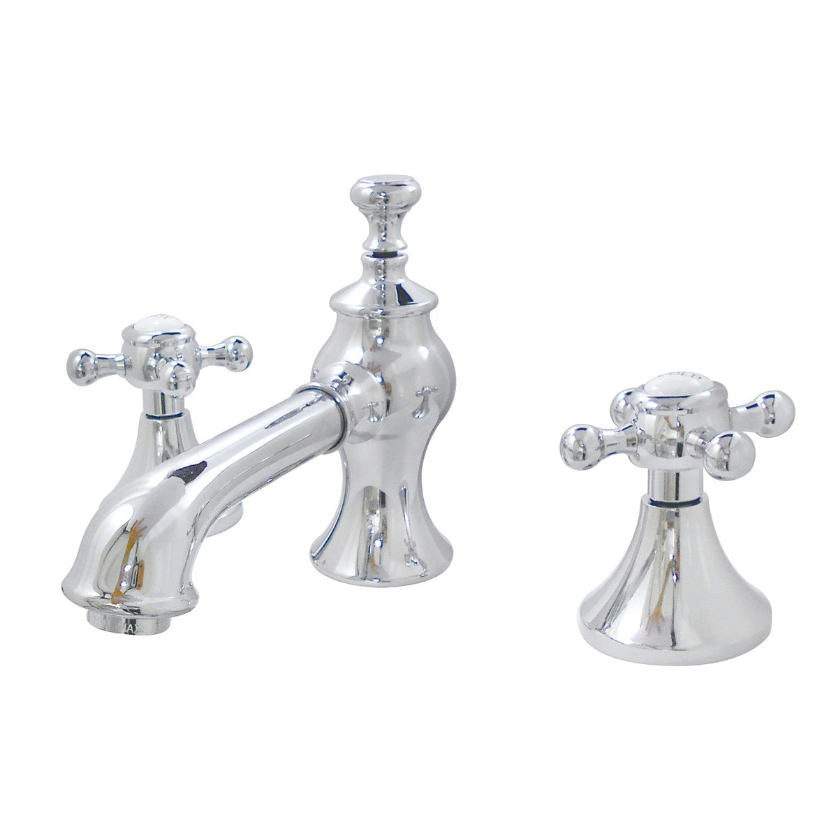 English Country Widespread Bathroom Faucet with Brass Pop-Up in Polished Chrome