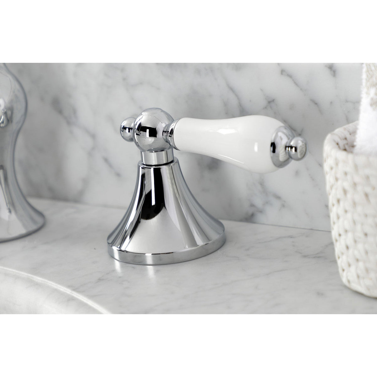 Vintage Widespread Bathroom Faucet with Brass Pop-Up in Polished Chrome