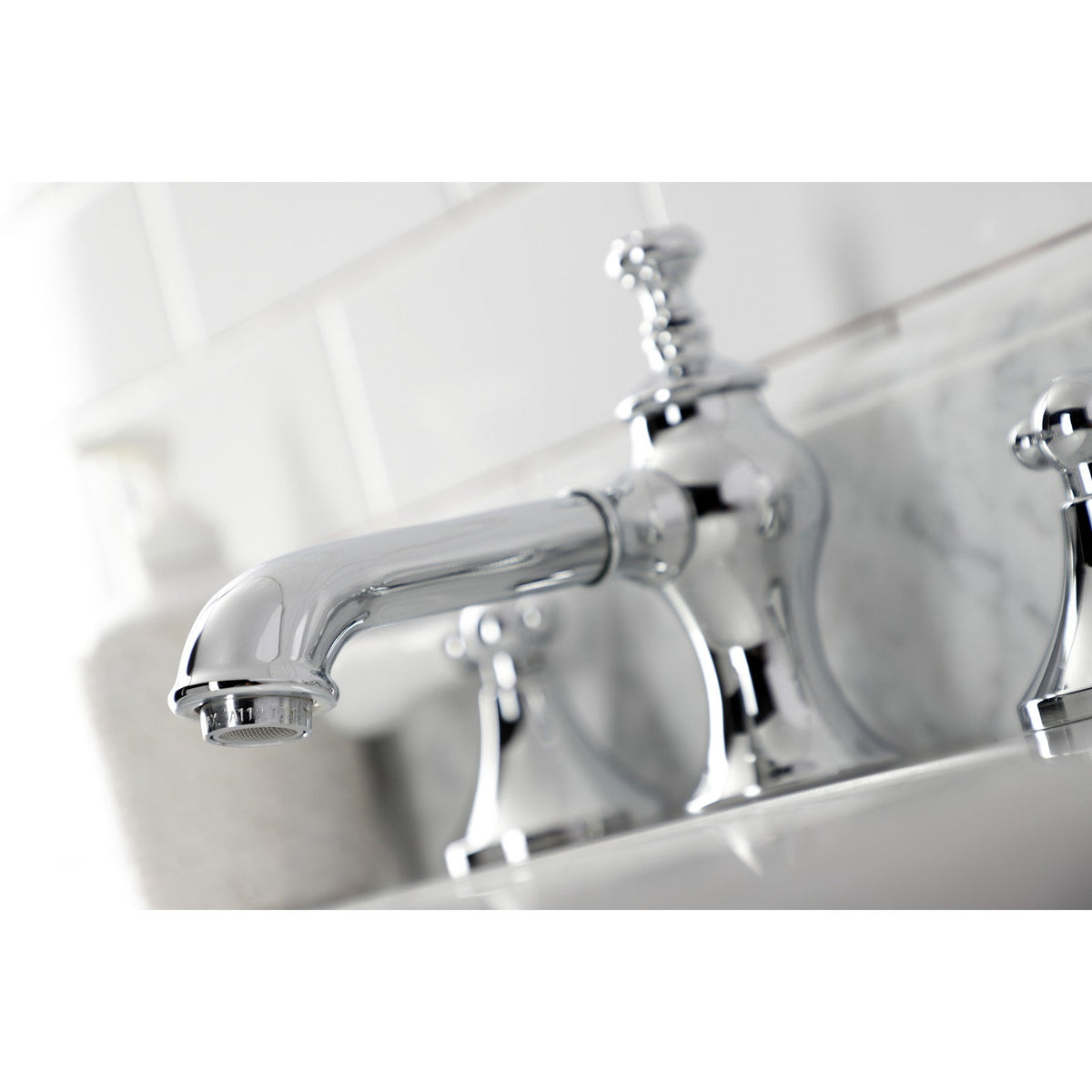 Vintage Widespread Bathroom Faucet with Brass Pop-Up in Polished Chrome