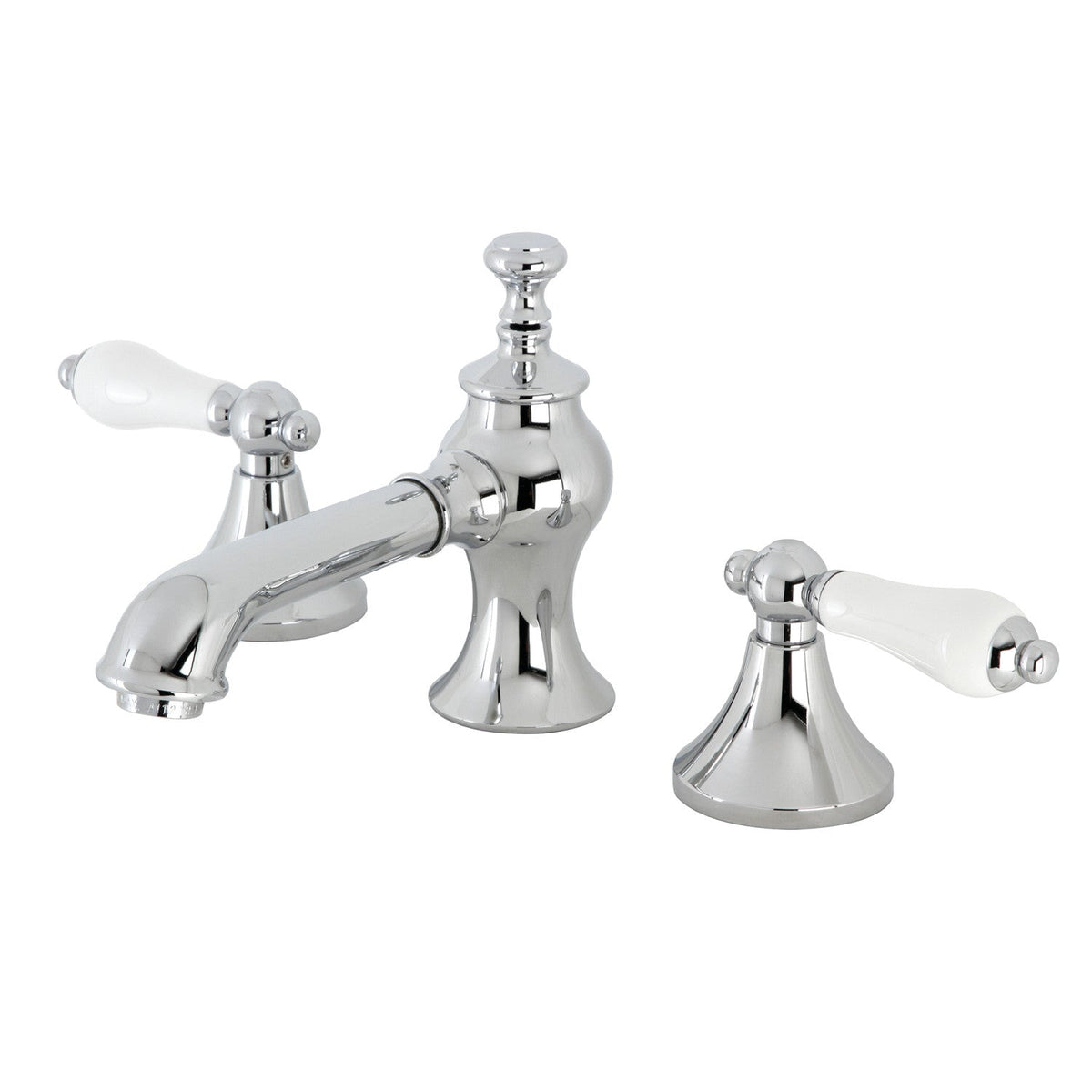 Vintage Widespread Bathroom Faucet with Brass Pop-Up in Polished Chrome