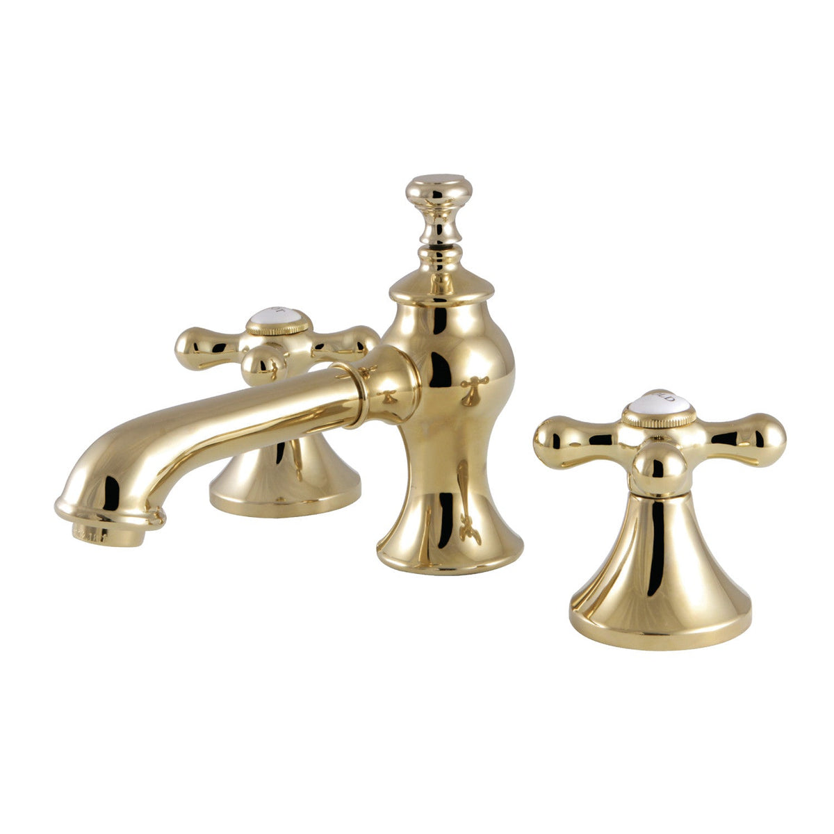 Vintage Widespread Bathroom Faucet with Brass Pop-Up in Polished Brass