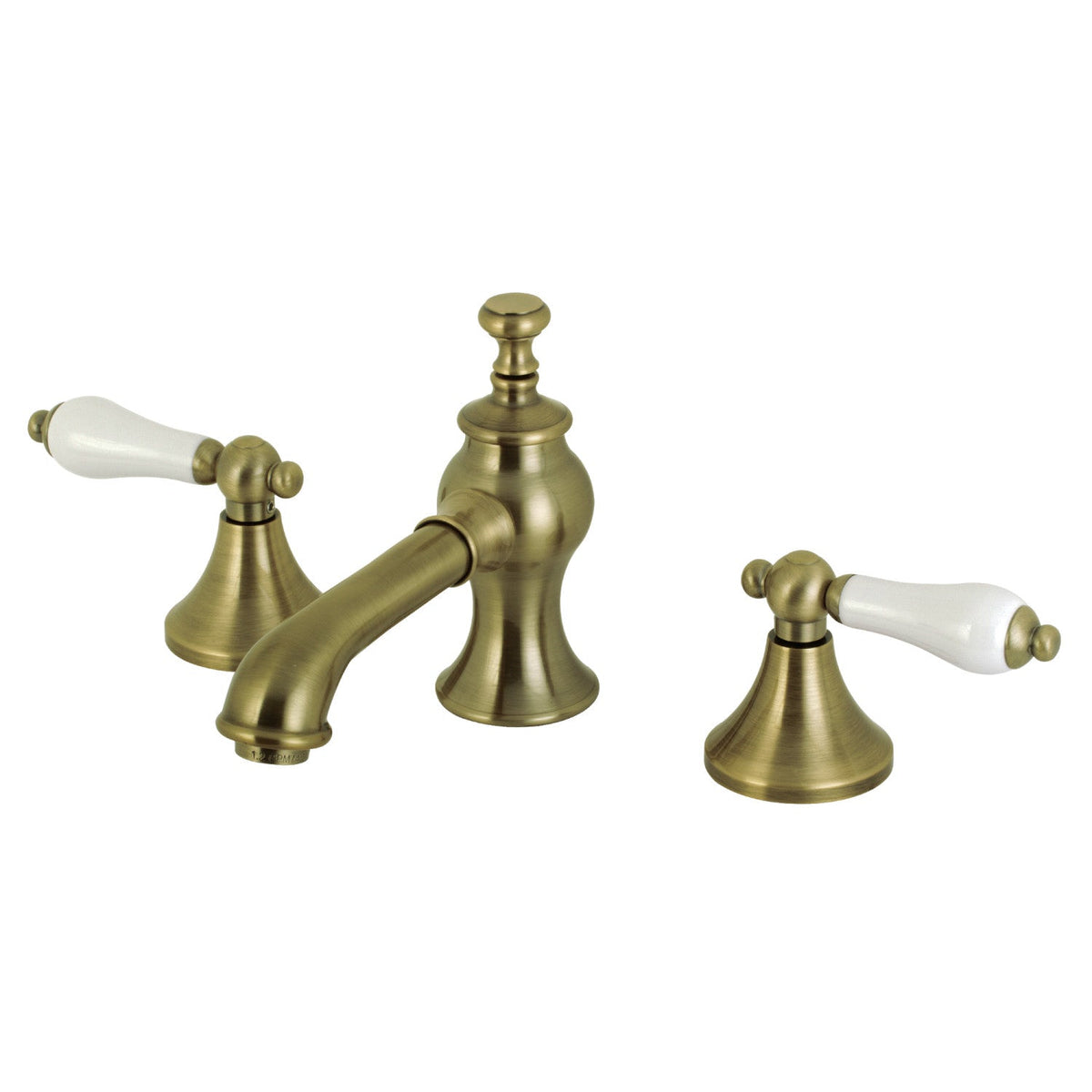 Vintage Widespread Bathroom Faucet with Brass Pop-Up in Antique Brass