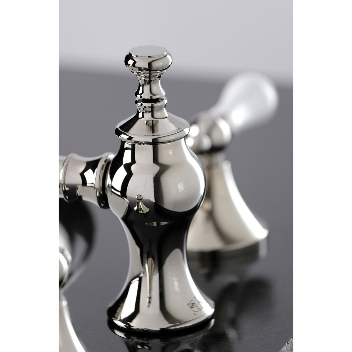 Vintage Widespread Bathroom Faucet with Brass Pop-Up in Polished Nickel
