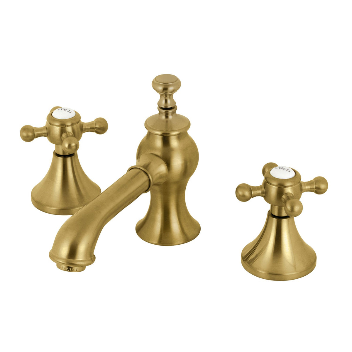 English Country Widespread Bathroom Faucet with Brass Pop-Up in Brushed Brass