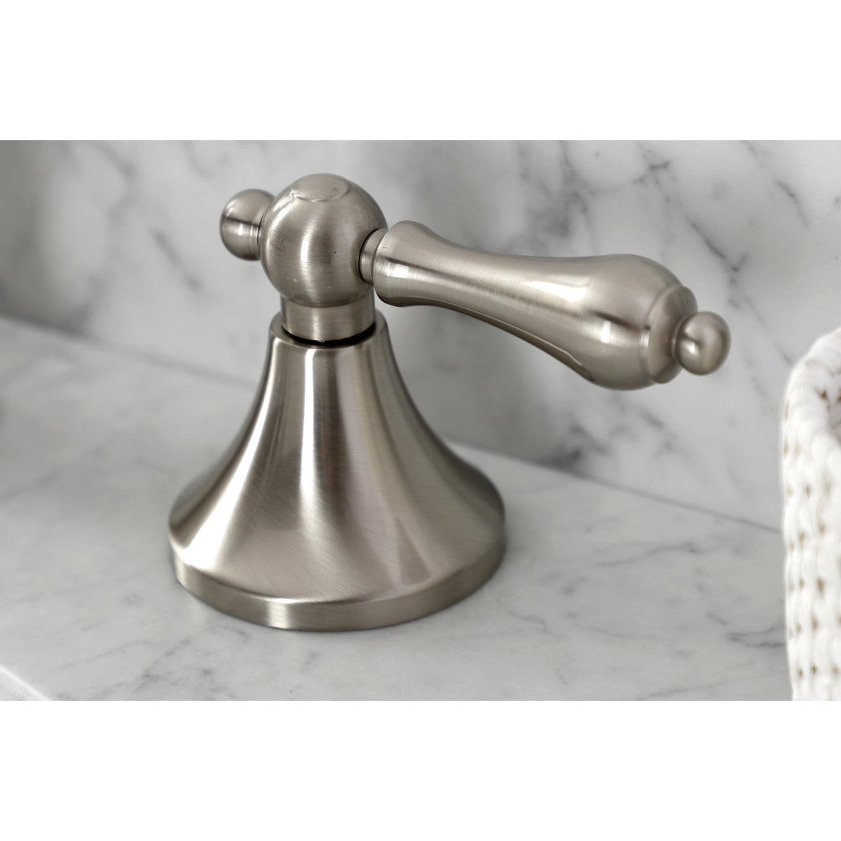 Vintage Widespread Bathroom Faucet with Brass Pop-Up in Brushed Nickel