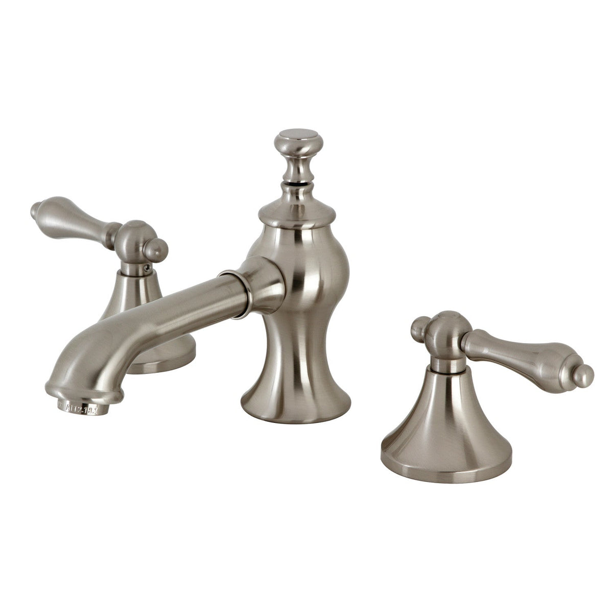Vintage Widespread Bathroom Faucet with Brass Pop-Up in Brushed Nickel