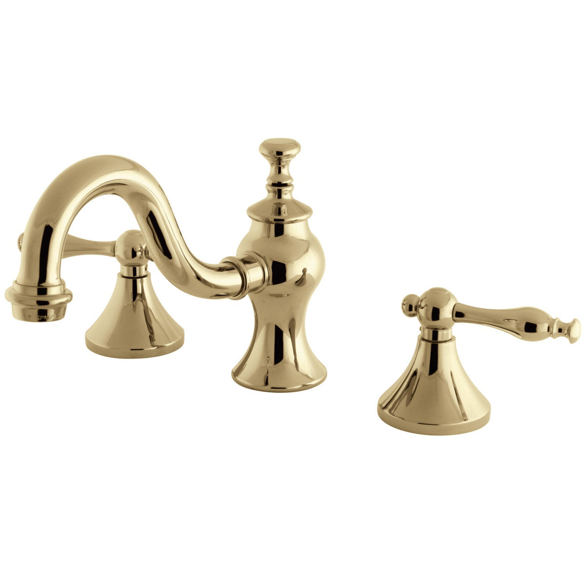 Naples Widespread Bathroom Faucet with Brass Pop-Up in Polished Brass