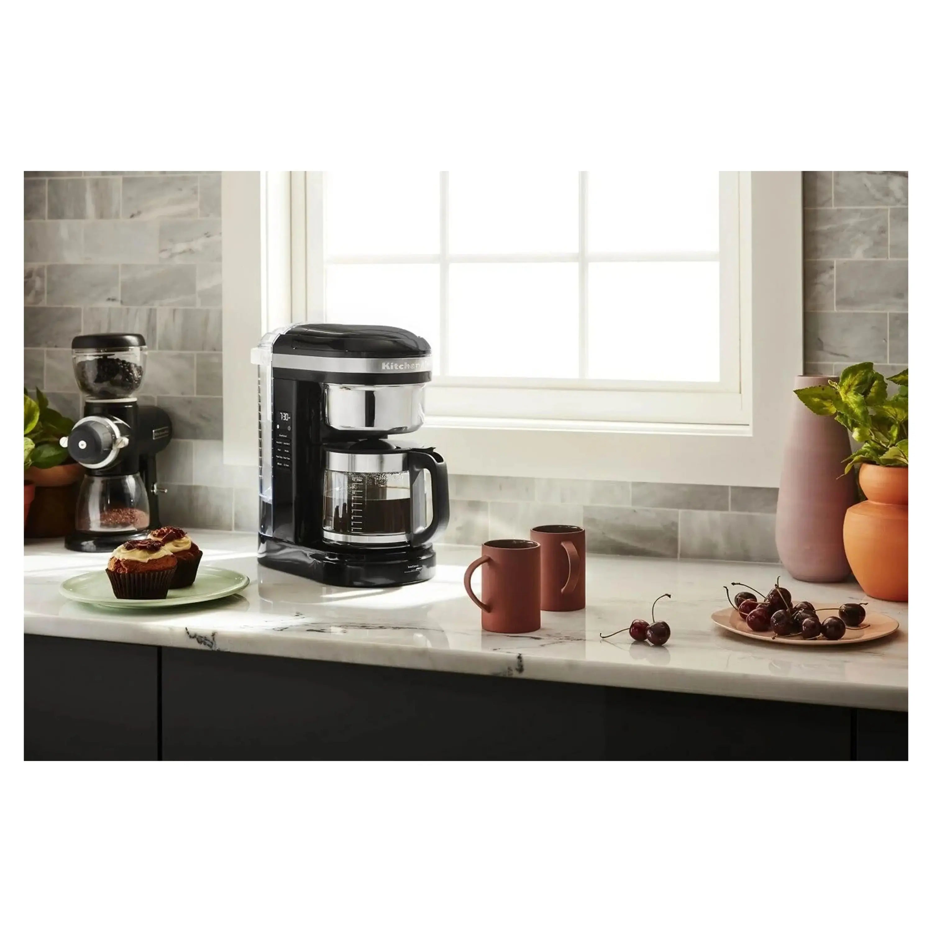 KitchenAid 12-cup drip coffee maker in Onyx black with clear carafe and lid