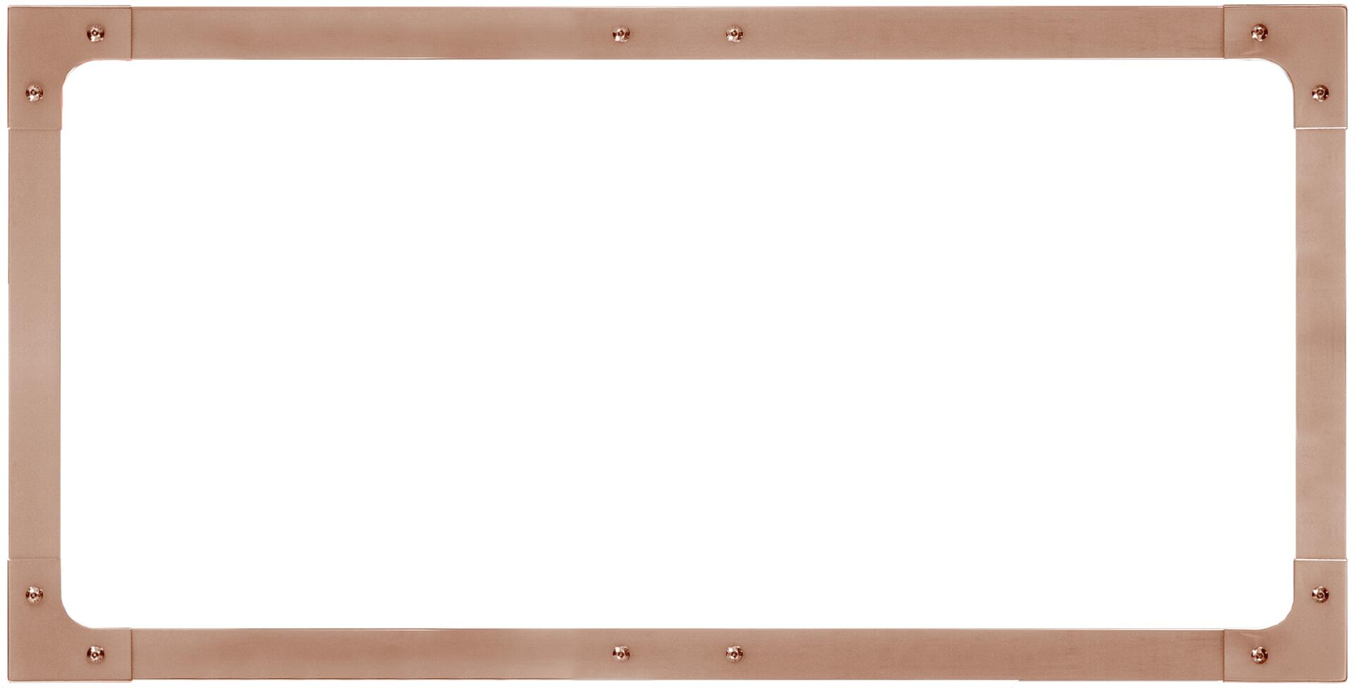Copper oven door frame kit with rectangular trim and corner screws for dual doors