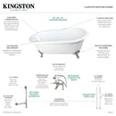 Kingston Brass Aqua Eden 66" Cast Iron Oval Double Ended Clawfoot Tub with Faucet Drain and Supply Lines Combo, White/Oil Rubbed Bronze (KCT7D663013C5)