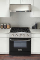 Kucht 30-Inch Pro-Style Dual Fuel Range with Propane Gas in Stainless Steel with Black Oven Door (KDF302/LP-K)