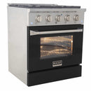 Kucht 30-Inch Pro-Style Dual Fuel Range with Propane Gas in Stainless Steel with Black Oven Door (KDF302/LP-K)