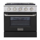 Kucht 30-Inch Pro-Style Dual Fuel Range with Propane Gas in Stainless Steel with Black Oven Door (KDF302/LP-K)