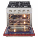 Kucht 30-Inch Pro-Style Dual Fuel Range with Propane Gas in Stainless Steel with Red Oven Door (KDF302/LP-R)