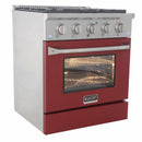 Kucht 30-Inch Pro-Style Dual Fuel Range with Propane Gas in Stainless Steel with Red Oven Door (KDF302/LP-R)