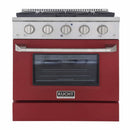 Kucht 30-Inch Pro-Style Dual Fuel Range with Propane Gas in Stainless Steel with Red Oven Door (KDF302/LP-R)