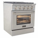 Kucht 4-Piece Appliance Package - 30-Inch Dual Fuel Range in Propane Gas, 36-Inch Refrigerator with Water Dispenser, Dishwasher & Wall Mount Range Hood in Stainless Steel