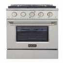 Kucht 5-Piece Appliance Package - 30-Inch Dual Fuel Range in Natural Gas, 36-Inch Refrigerator with Water Dispenser, Dishwasher, Under Cabinet Range Hood & Microwave Drawer in Stainless Steel