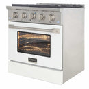 Kucht 30-Inch Pro-Style Dual Fuel Range with Propane Gas in Stainless Steel with White Oven Door (KDF302/LP-W)