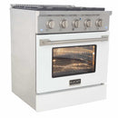 Kucht 30-Inch Pro-Style Dual Fuel Range with Propane Gas in Stainless Steel with White Oven Door (KDF302/LP-W)