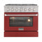 Kucht 36-Inch Pro-Style Dual Fuel Range with Propane Gas in Stainless Steel with Red Oven Door (KDF362/LP-R)