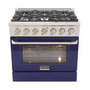 Kucht 36-Inch Pro-Style Dual Fuel Range with Propane Gas in Stainless Steel with Blue Oven Door (KDF362/LP-B)