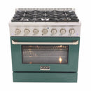 Kucht 36-Inch Pro-Style Dual Fuel Range with Propane Gas in Stainless Steel with Green Oven Door (KDF362/LP-G)