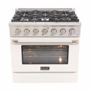 Kucht 36-Inch Pro-Style Dual Fuel Range with Propane Gas in Stainless Steel with White Oven Door (KDF362/LP-W)