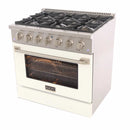 Kucht 36-Inch Pro-Style Dual Fuel Range with Propane Gas in Stainless Steel with White Oven Door (KDF362/LP-W)