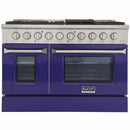 Kucht 48-Inch Pro-Style Dual Fuel Range with Propane Gas in Stainless Steel with Blue Oven Door (KDF482/LP-B)