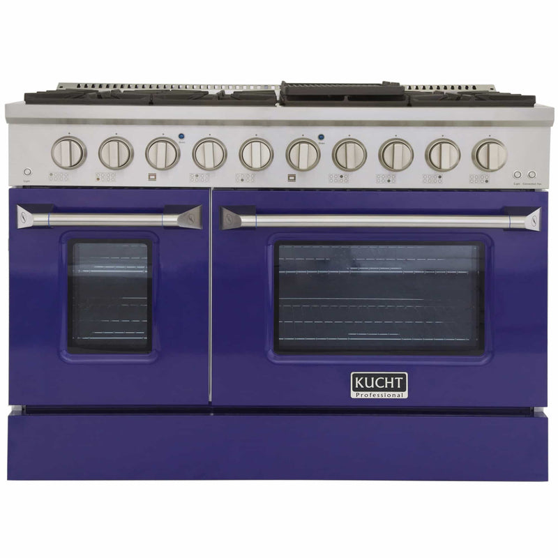 Kucht 48-Inch Pro-Style Dual Fuel Range with Propane Gas in Stainless Steel with Blue Oven Door (KDF482/LP-B)