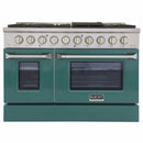 Kucht 48-Inch Pro-Style Dual Fuel Range with Propane Gas in Stainless Steel with Green Oven Door (KDF482/LP-G)