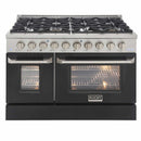 Kucht 48-Inch Pro-Style Dual Fuel Range with Propane Gas in Stainless Steel with Black Oven Door (KDF482/LP-K)
