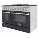 Kucht 48-Inch Pro-Style Dual Fuel Range with Propane Gas in Stainless Steel with Black Oven Door (KDF482/LP-K)
