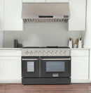Kucht 48-Inch Pro-Style Dual Fuel Range with Propane Gas in Stainless Steel with Black Oven Door (KDF482/LP-K)