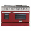Kucht 48-Inch Pro-Style Dual Fuel Range with Propane Gas in Stainless Steel with Red Oven Door (KDF482/LP-R)