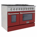 Kucht 48-Inch Pro-Style Dual Fuel Range with Propane Gas in Stainless Steel with Red Oven Door (KDF482/LP-R)