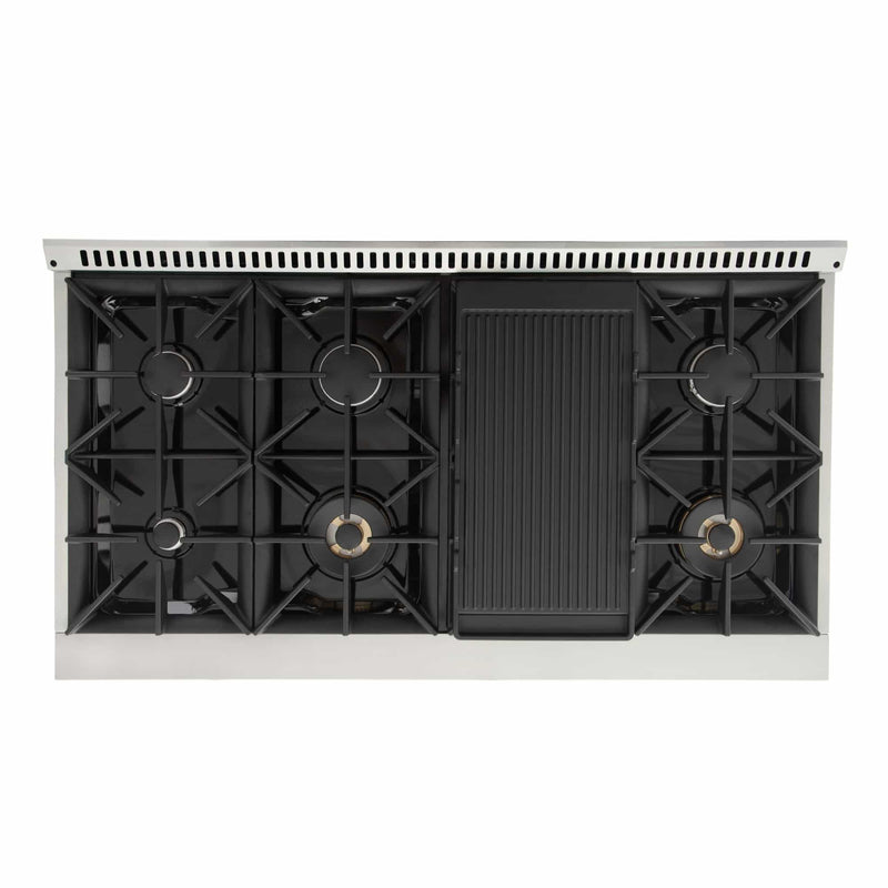 Kucht 48-Inch Pro-Style Dual Fuel Range with Propane Gas in Stainless Steel with Black Oven Door (KDF482/LP-K)