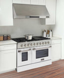 Kucht 48-Inch Pro-Style Dual Fuel Range with Propane Gas in Stainless Steel with White Oven Door (KDF482/LP-W)