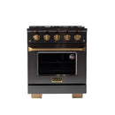 KUCHT Gemstone Professional 30-Inch 4.2 cu. ft. Natural Gas Range with Sealed Burners and Convection Oven in Titanium Stainless Steel with Gold Accents (KEG303)