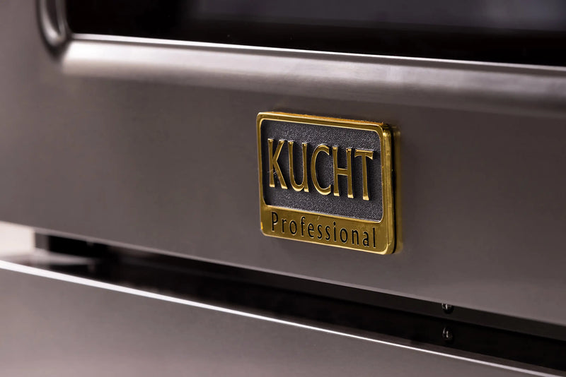 KUCHT Gemstone Professional 36-Inch 5.2 cu. ft. Gas Range with Sealed Burners and Convection Oven in Titanium Stainless Steel with Gold Accents (KEG363)