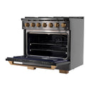 KUCHT Gemstone Professional 36-Inch 5.2 Cu. Ft. Dual Fuel Range for Propane Gas with Sealed Burners and Convection Oven in Titanium Stainless Steel (KED364/LP)