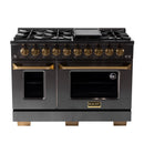 KUCHT Gemstone Professional 48-Inch 6.7 Cu. Ft. Dual Fuel Range for Natural Gas with Sealed Burners and Convection Oven in Titanium Stainless Steel (KED484)
